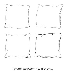 Vector cartoon decorative pillows. Hand drawn set of decorative pillows. Doodle illustration