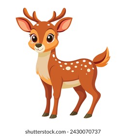 Vector of cartoon deer illustration on white