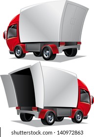 vector cartoon delivery cargo open truck