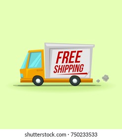 vector cartoon delivery truck illustration drawing free shipping sale discount promotion background