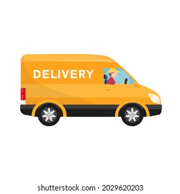 Vector Cartoon Delivery Van Deliveryman Stock Vector (Royalty Free ...