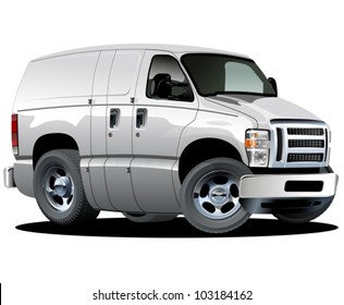 Vector cartoon delivery van. One click repaint option