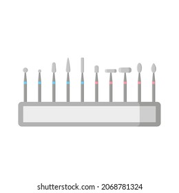 Vector cartoon dental drill burs set. Dental concept.
