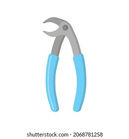 Vector cartoon dental wisdom extraction forceps surgical instrument. Dental concept.