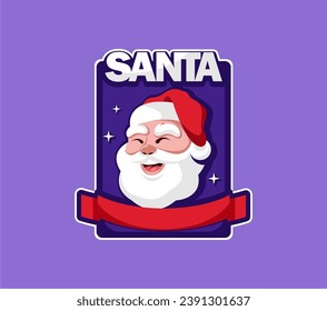 vector cartoon design of cute Santa Claus head, design for Christmas celebrations