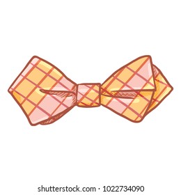 Vector Cartoon Diamond Checkered Bow Tie. Vintage Fashion Accessory