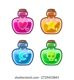 Vector de dibujos animados diferentes 4 pociones