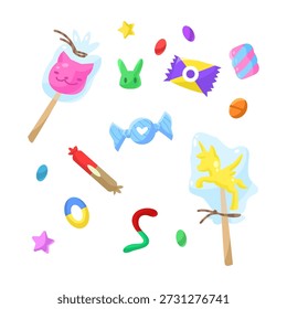 Vector cartoon different colorful candies