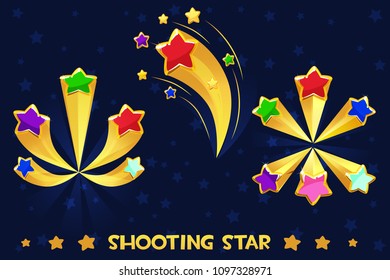 Vector Cartoon different shooting colored stars, game assets