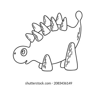 Vector cartoon dinosaur. Graphics cute character. Colouring page for kids.