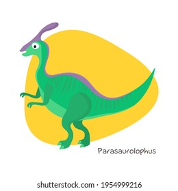 Vector cartoon dinosaur isolated on white background. Parasaurolophus.