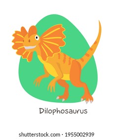 Vector cartoon dinosaur isolated on white background. Dilophosaurus.