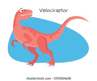 Vector cartoon dinosaur isolated on white background. Velociraptor.