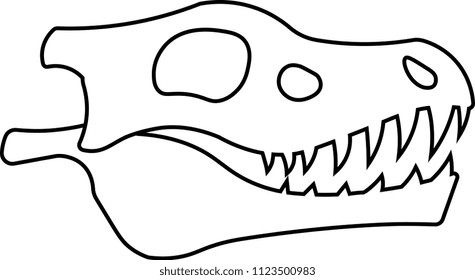 Vector Cartoon Dinosaur Skull Isolated On White Background