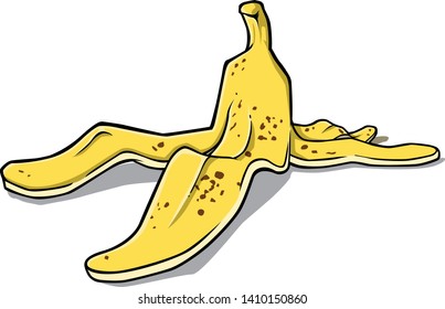 Vector cartoon of discarded banana peel.