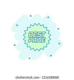 Vector cartoon discount sticker icon in comic style. Sale tag illustration pictogram. Promotion best price discount splash effect concept.