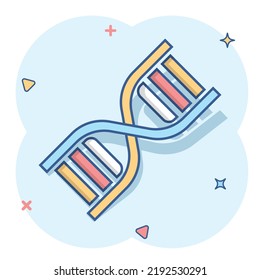 Icono del adn de dibujos animados vectores al estilo de los cómics. Pictograma de ilustración de la molécula de medecina. Concepto del efecto salpicadura del negocio del adn.