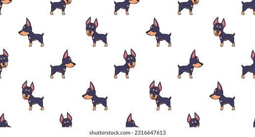 Vector cartoon doberman dog seamless pattern background for design.