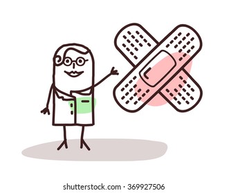 vector cartoon doctor with bandage