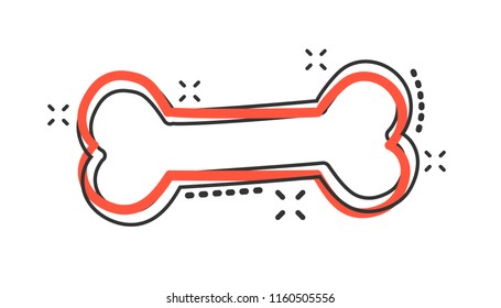 Vector cartoon dog bone toy icon in comic style. Bone sign illustration pictogram. Skeleton os business splash effect concept.