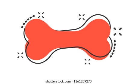 Векторный мультфильм собака кости игрушка значок в стиле комиксов. Пиктограмма иллюстрации костного знака. Скелет os бизнес всплеск эффект концепции.