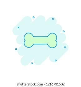 Vector cartoon dog bone toy icon in comic style. Bone sign illustration pictogram. Skeleton os business splash effect concept.