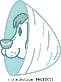 Vector Cartoon Dog With Elizabethan Collar Emoji Icon Isolated