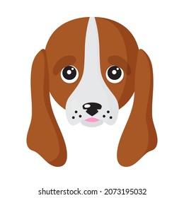 Cara de perro de dibujos animados vectores de la raza Basset Hound. Cachorro, elemento de diseño de mascotas.