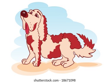 Vector of cartoon dog. Funny illustration.