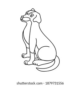 Vector cartoon dog. Hand drawn sitting dog.
