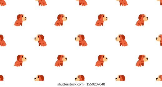 Vector cartoon dog seamless pattern background for design.