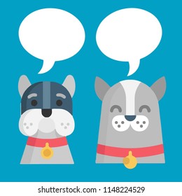 Vector cartoon dog and speech bubble for design.