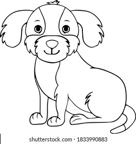 Vector cartoon dog.Cute little dog character, hand drawn vector illustration.Educational Game for Kids.Can be used for t-shirt print, kids wear, baby shower, nursery.