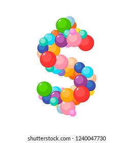 Vector cartoon dollar sign for kids of the colored balls.