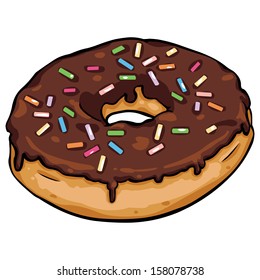 vector cartoon donut with chocolate icing