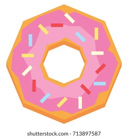 Vector Cartoon Donut Isolated On White Background