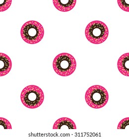 Vector cartoon donuts seamless pattern. Simple sweet background