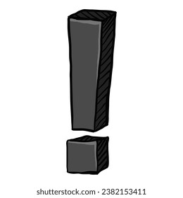 Vector Cartoon Doodle Black Exclamation Mark