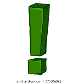 Vector Cartoon Doodle Green Exclamation Mark