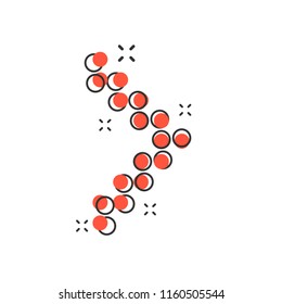 Vector cartoon dotted arrow icon in comic style. Dot arrow sign illustration pictogram. Cursor business splash effect concept.