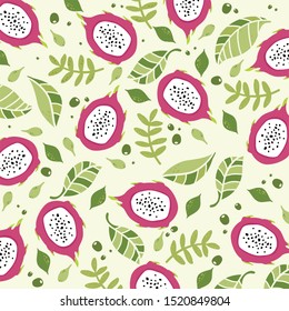 Vector of Cartoon Dragon fruit illustration background pattern