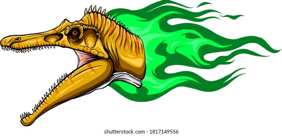 Vector Cartoon Dragon Head Isolated On White Background