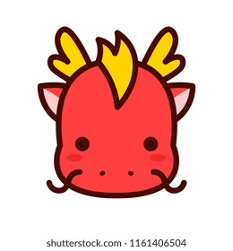 Vector Cartoon Dragon Icon Isolated On White Background