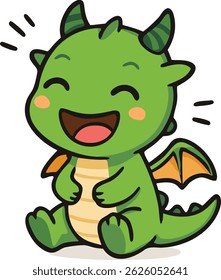 Dragão de desenho animado de vetor rindo alegremente