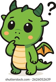 Vector Cartoon Dragon Looking Confused