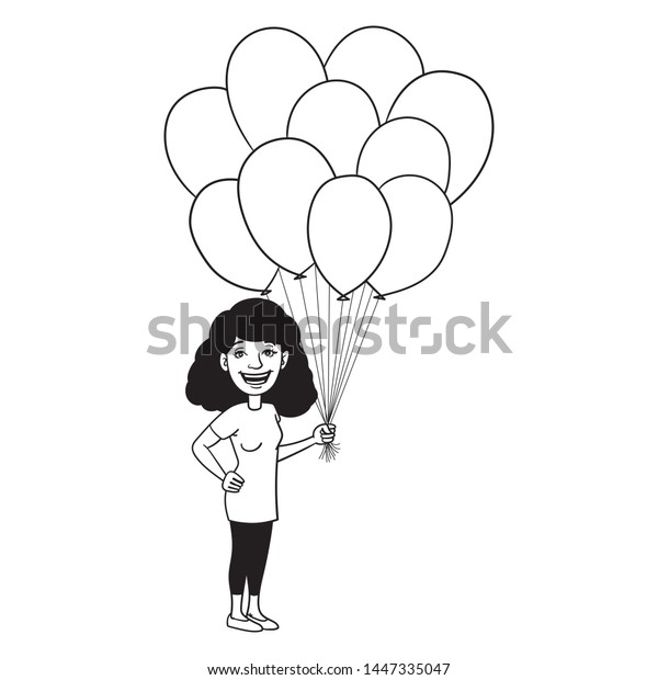 Vector Cartoon Drawing Blackhaired Woman Who Stock Vector Royalty Free 1447335047 Shutterstock