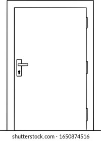 Dibujo vectorial ilustración conceptual de una puerta simple cerrada o cerrada.