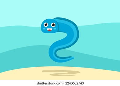 Vector cartoon drawing of an eel concept design illustration