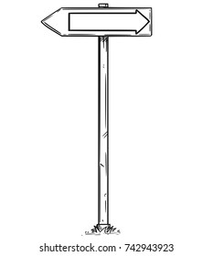 Vector cartoon drawing of empty blank two opposite ways traffic arrow sign.