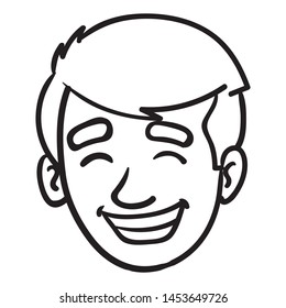 vector cartoon drawing of a head. illustration, cartoon, outline, woman, man, laughing.